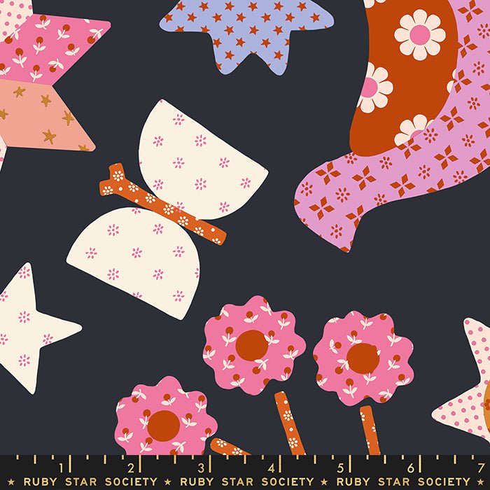 Meadow Star: Applique Menagerie in Soft Black