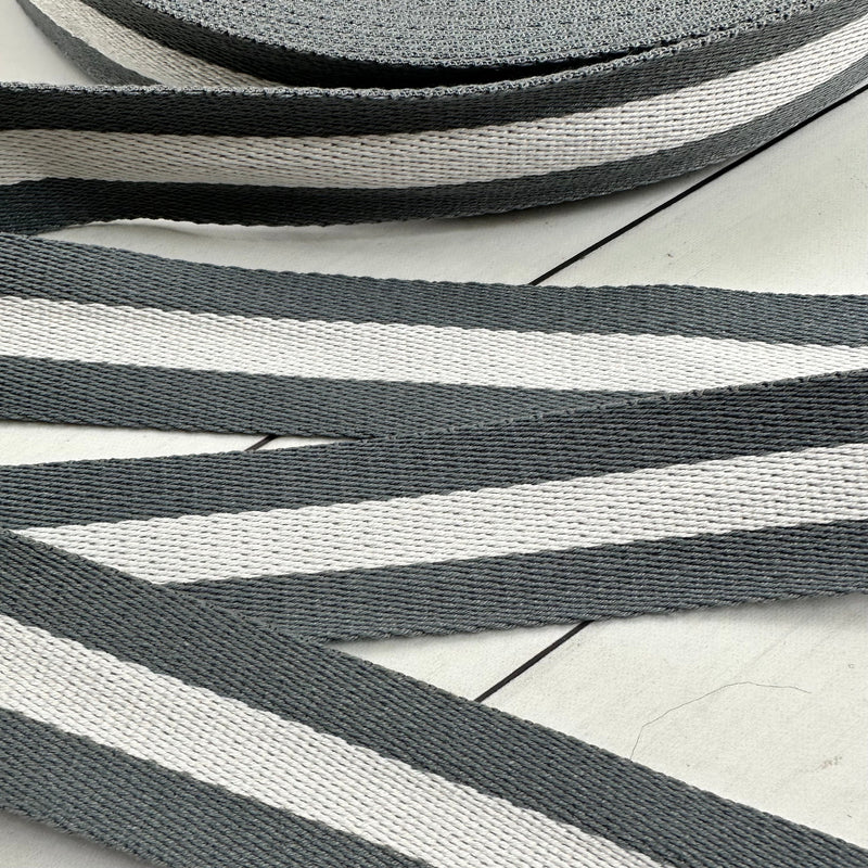 Stripe Webbing: Steel & White Webbing