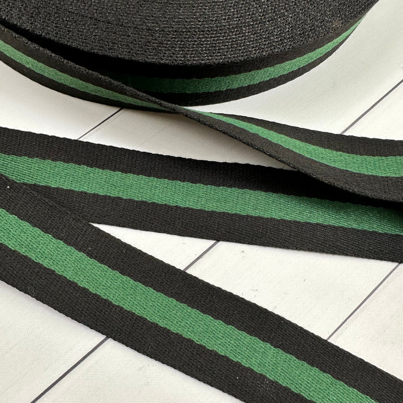 Stripe Webbing: Black & Green Webbing