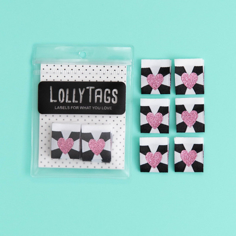 Lolly Tags: Bold Heart - Pink