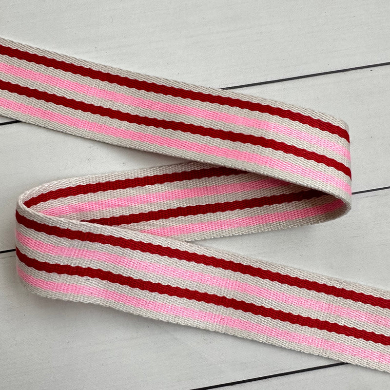 Nine Stripe Webbing: Red & Pink