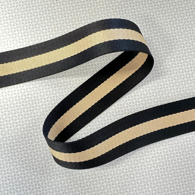 Stripe Webbing: Black & Khaki
