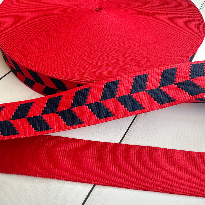 Braid Webbing: Warm Red & Navy