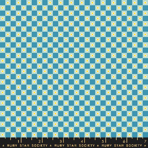 Animal, Animal: Flower Check in Vintage Blue