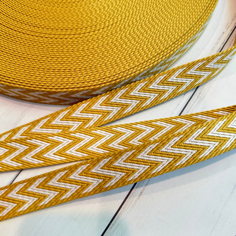 1" Webbing: Zig Zag in Mustard