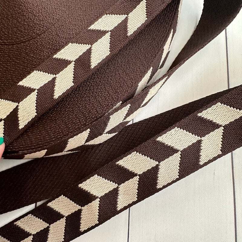 Braid Webbing: Brown and Off White