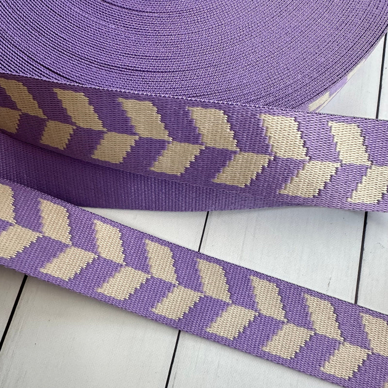 Braid Webbing: Lavender and Off White