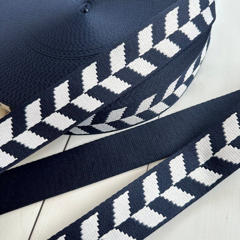 Braid Webbing: Navy and White