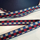 1" Webbing: Picnic in Navy, Cream, Cranberry & Blue