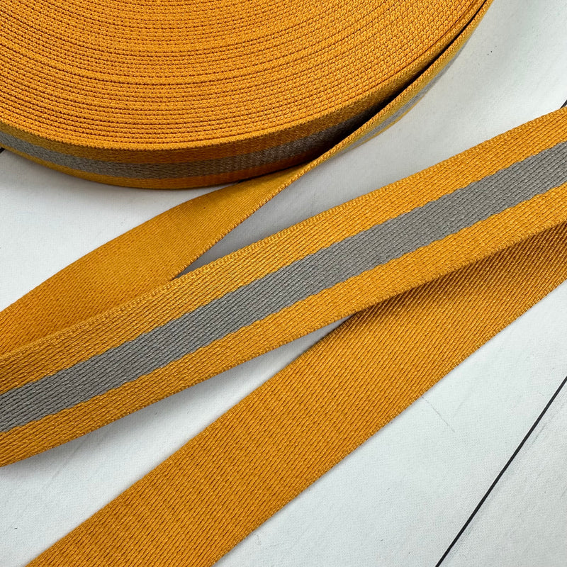 Stripe Webbing: Mustard & Gray