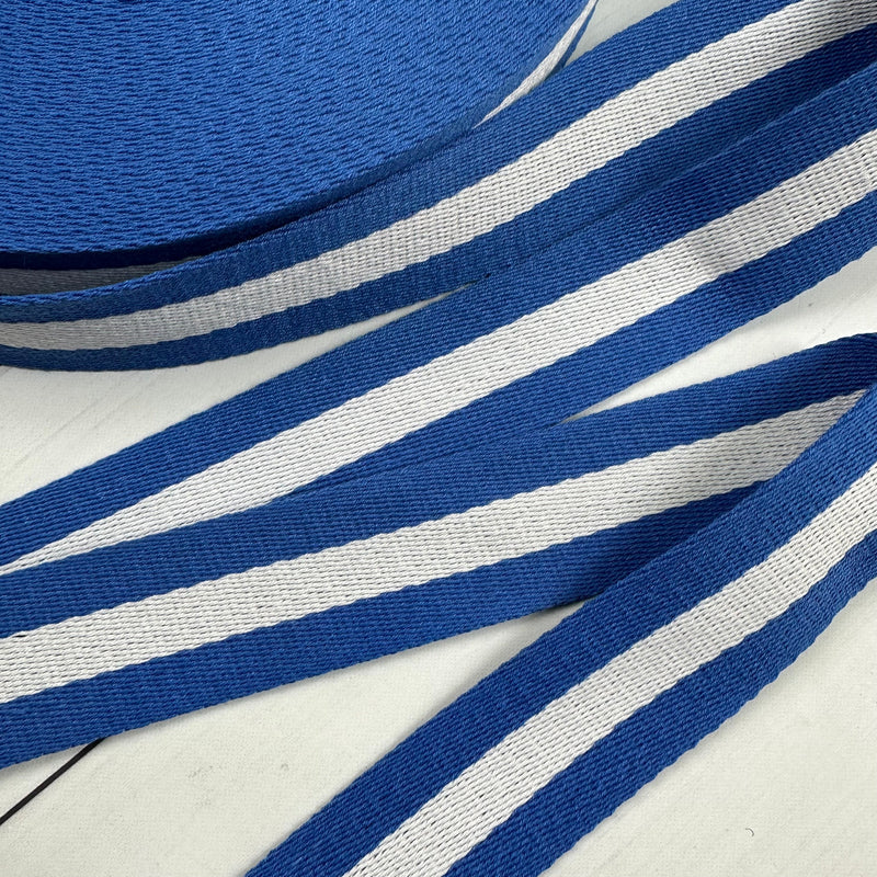 Stripe Webbing: Cobalt & White Webbing