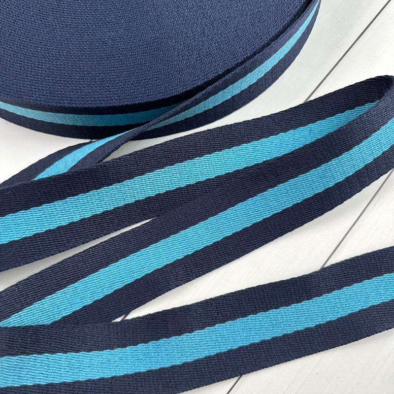 Stripe Webbing: Navy & Teal Webbing