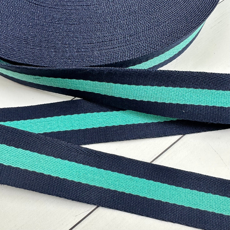 Stripe Webbing: Navy & Aqua Webbing