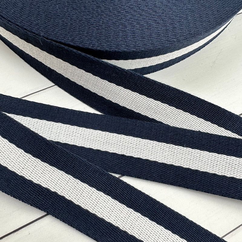 Stripe Webbing: Navy & White Webbing