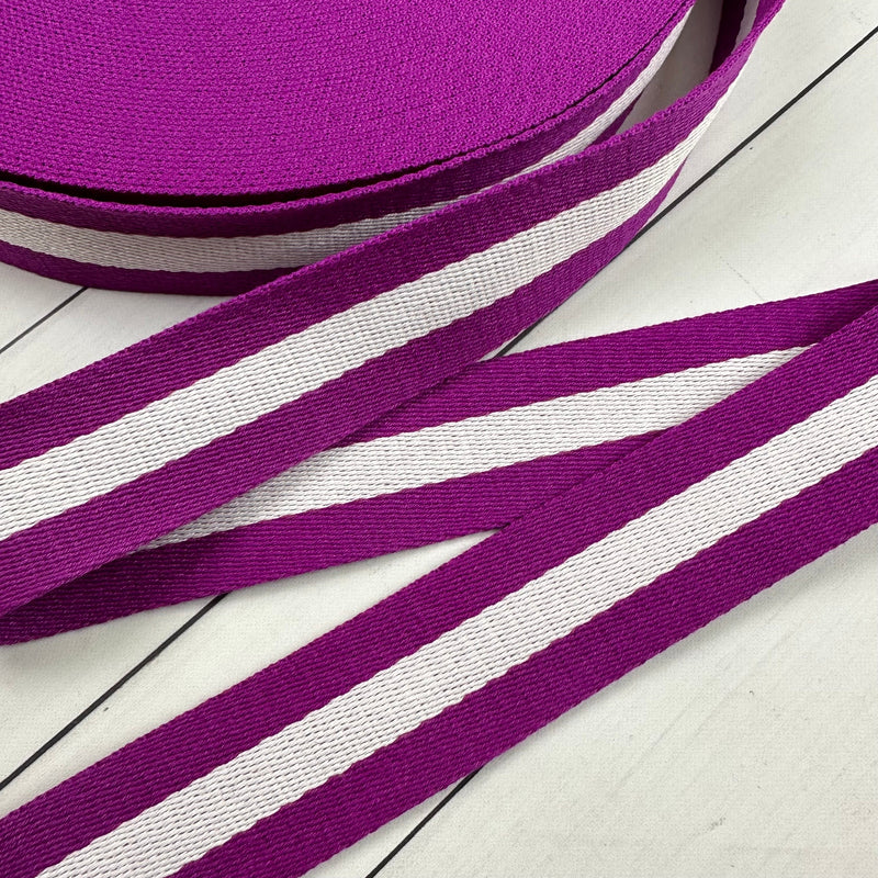 Stripe Webbing: Iris & White Webbing