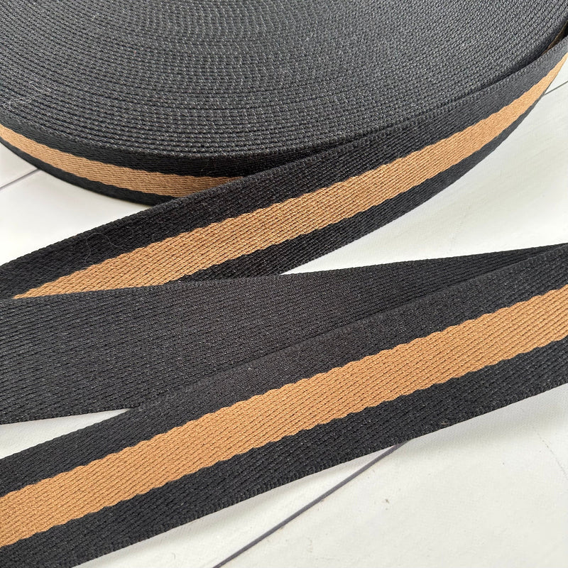 Stripe Webbing: Black and Chocolate Webbing