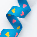 Webbing: Hearts in Bright Blue  1" wide