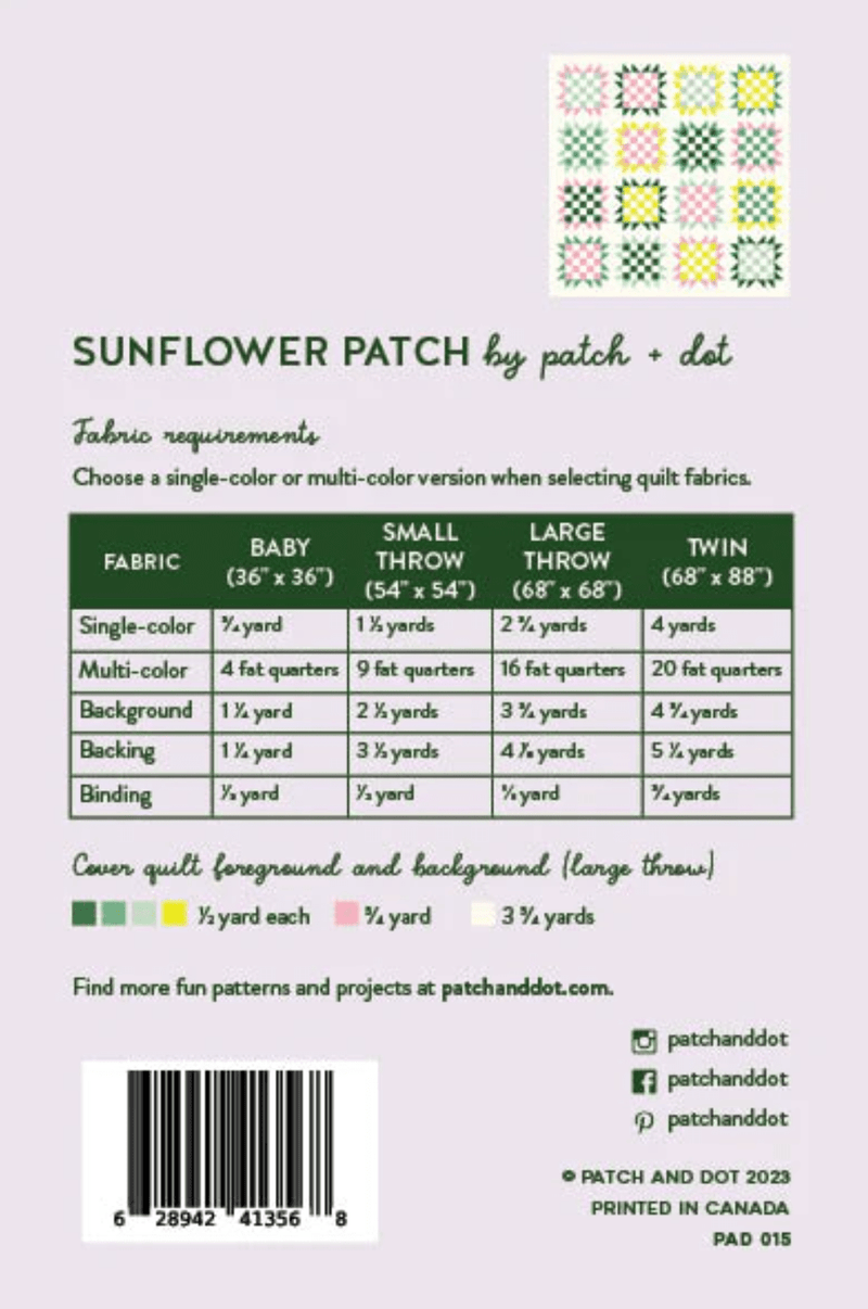 Sunflower Patch Quilt Pattern