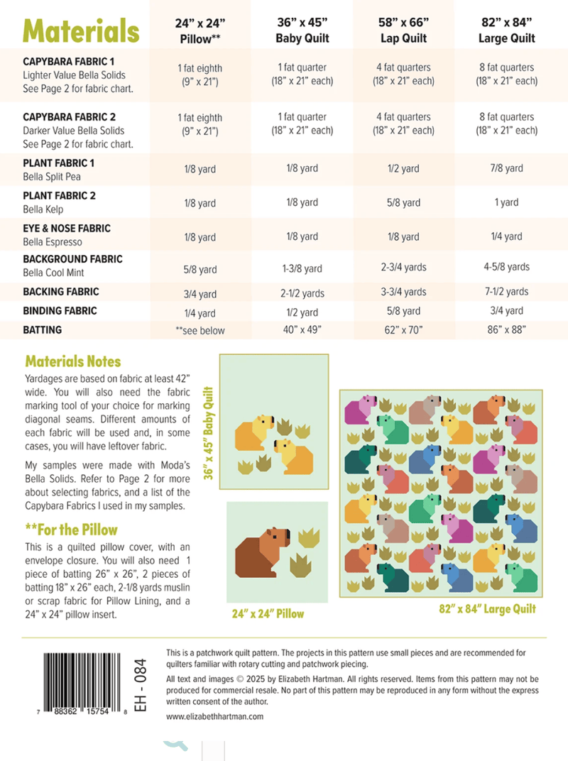 Capybara Quilt Pattern