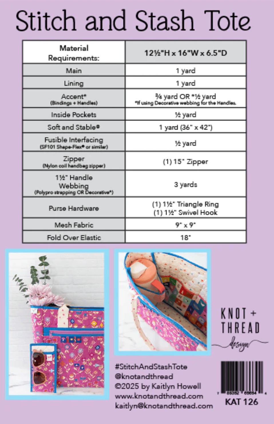 Pattern Kts Stitch & Stash Pattern & Kits