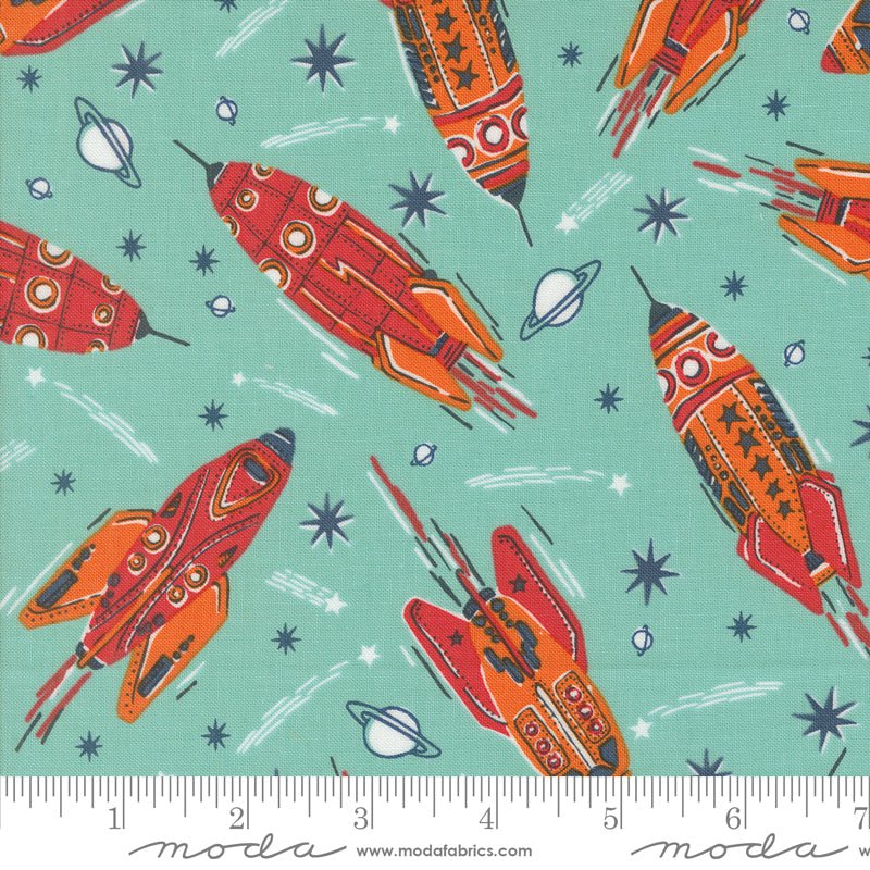 321 Blast Off: Vintage Rocket in Nebula Blue