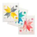 Quilt Stars Swedish Dishcloth Set | Yellow, Blue, Pink (3)