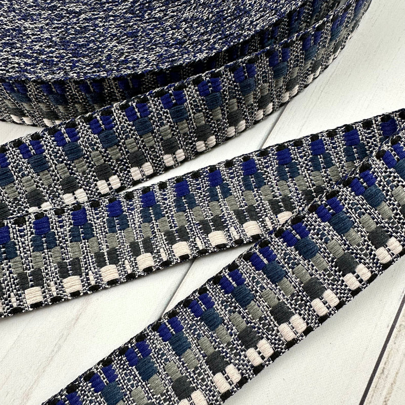 Zig Zag Webbing: Blue & Gray