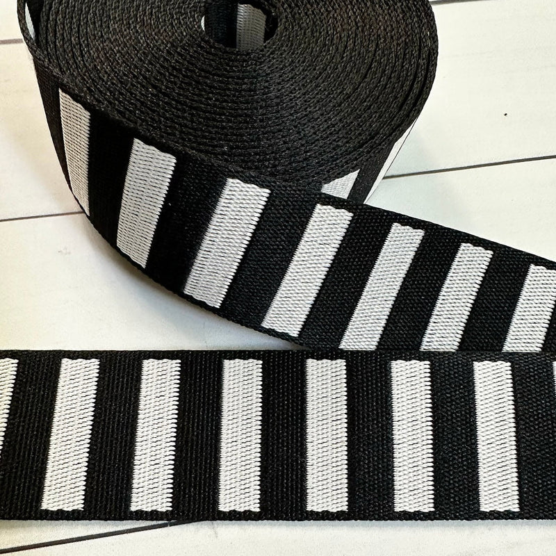 Bold Stripe Webbing: Black & White