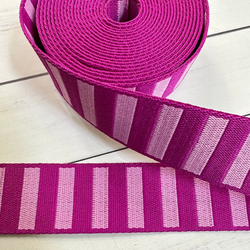 Bold Stripe Webbing: Berry & Peony