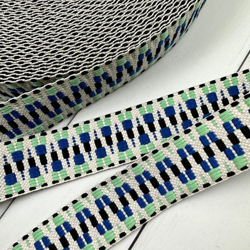 Zig Zag Webbing: Blue, Black & Mint