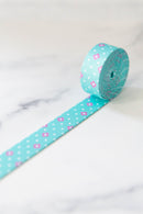 Color Pop Webbing: Dot Dot Bloom in Aqua 1" wide