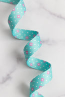 Color Pop Webbing: Dot Dot Bloom in Aqua 1" wide