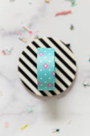 Color Pop Webbing: Dot Dot Bloom in Aqua 1" wide