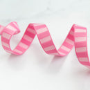 1" Wide Bold Stripe Webbing: Flamingo & Pale Pink