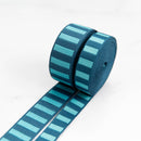 1" Wide Bold Stripe Webbing: Peacock & Turquoise