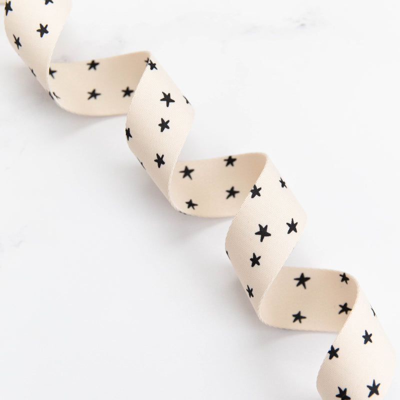 Starry Webbing: Natural in Black 1 1/2" wide