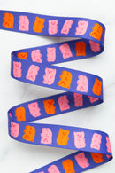 Webbing: Gummy Bears in Royal Blue 1 1/2" wide