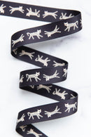 Webbing: Snow Leopards in Black - 1 1/2" wide