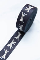 Webbing: Snow Leopards in Black - 1 1/2" wide