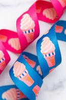 Webbing: Ice Cream in Bright Blue 1 1/2" wide