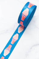Webbing: Ice Cream in Bright Blue 1 1/2" wide