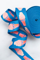 Webbing: Ice Cream in Bright Blue 1 1/2" wide