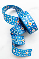 Webbing: Florametry in Bright Blue 1 1/2" wide