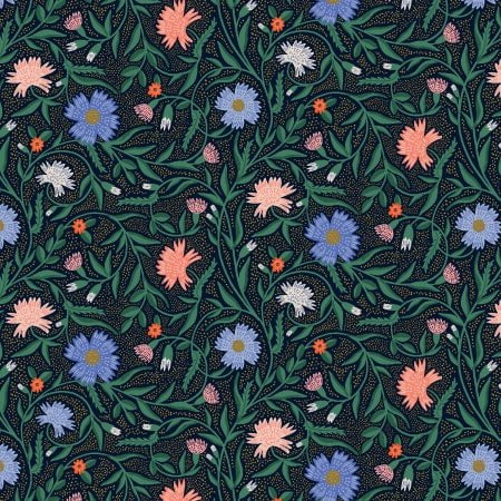 Vintage Garden: Aster in Navy **ALMOST GONE**
