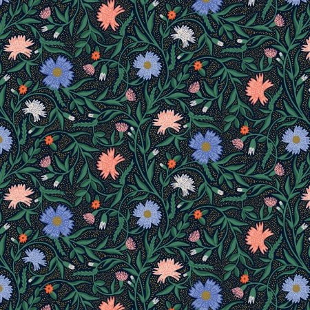 Vintage Garden: Aster in Navy