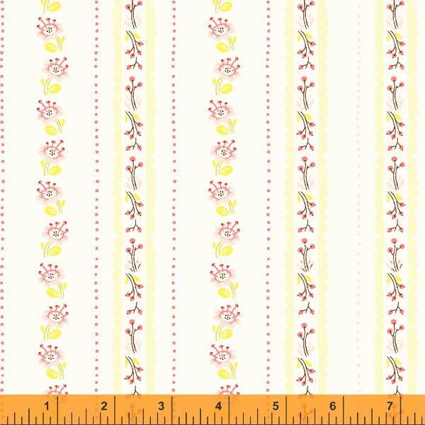 West Hill: Floral Stripe in Ivory