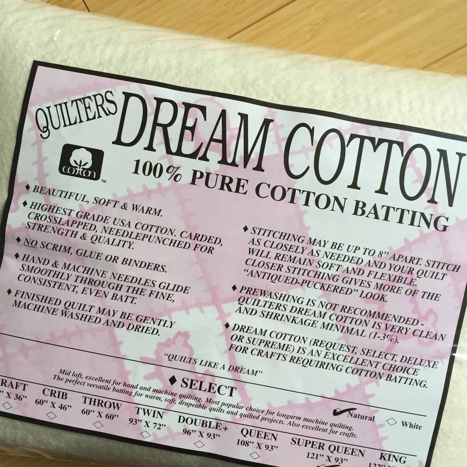 Quilters Dream Cotton Batting Select, White