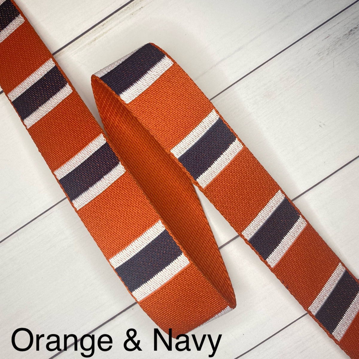 Color Dash Webbing: Orange & Navy Color Dash Webbing: Orange & Navy