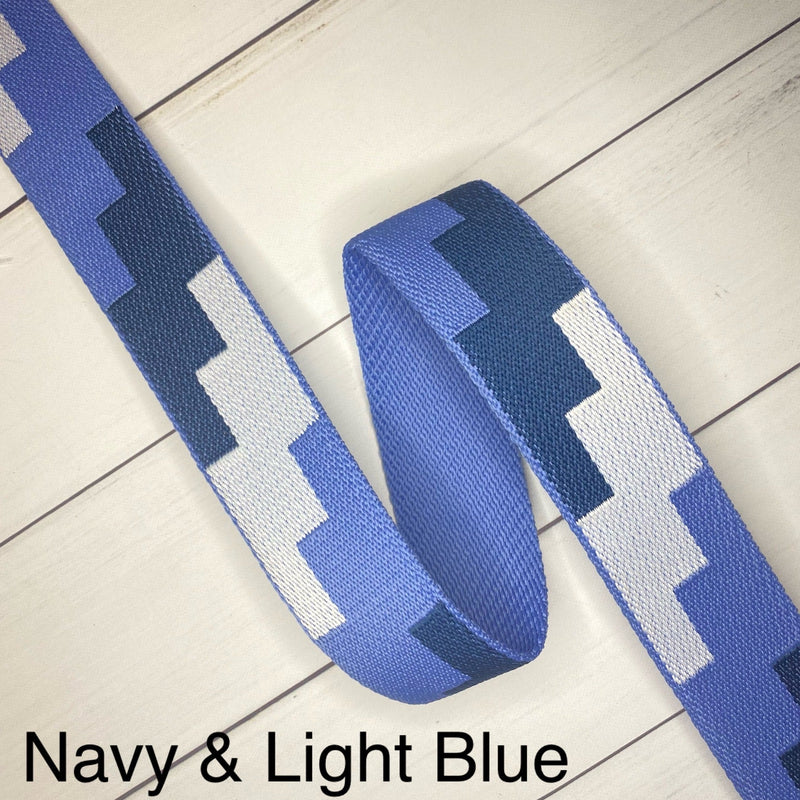 Geometric Webbing: Navy & Light Blue
