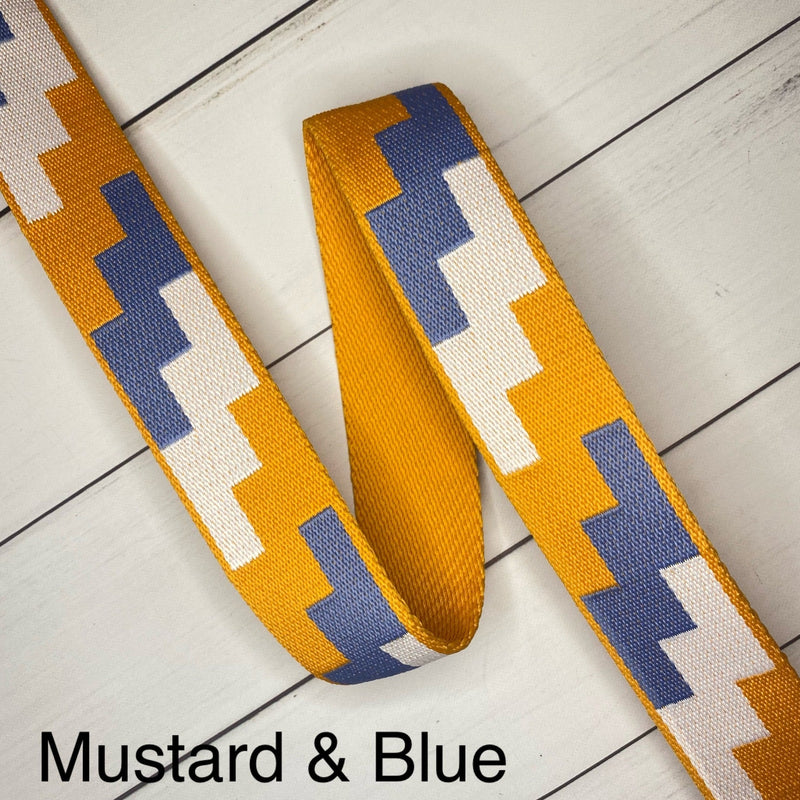 Geometric Webbing: Mustard & Blue